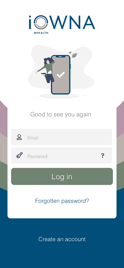 Sign in screen design from an app called Iowna